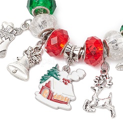 Рождественские тематические стеклянные и сплавные европейские бусины браслеты для женщин&nbsp;BJEW-JB11198-04
