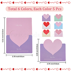 30шт 6-х цветные поздравительные открытки в форме сердца&nbsp;AJEW-DJ0002-23
