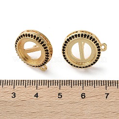 Фурнитура для сережек-гвоздиков из латуни с микропаве из черного кубического циркония KK-R215-09G-03