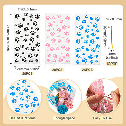 60 шт. 3-цветные прямоугольные целлофановые пакеты для хранения конфет с принтом лапы&nbsp;ABAG-TA0001-74