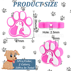 10 шт. 2-цветные пищевые экологически чистые силиконовые бусины с отпечатками лап SIL-GO0001-07