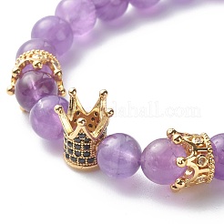 Круглые бусины из натурального камня эластичные браслеты&nbsp;BJEW-JB06606