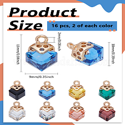 16шт 8 цвета стеклянные подвески&nbsp;GLAA-LP0001-15