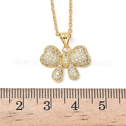 Подвеска-бантик из латуни с микропаве из прозрачных кубических цирконий&nbsp;NJEW-D341-10G