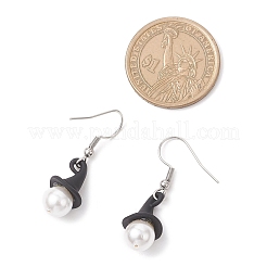 Серьги-подвески в виде ракушки из сплава и жемчуга на тему Хэллоуина EJEW-JE06542
