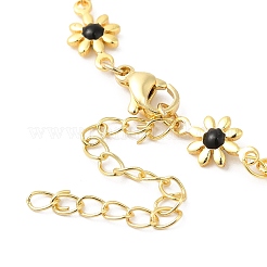 Красочный браслет-цепочка с цветочными звеньями из эмали BJEW-G672-01G