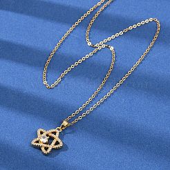 Звезда латунный микропаве кубический цирконий кулон ожерелья&nbsp;NJEW-C076-20G