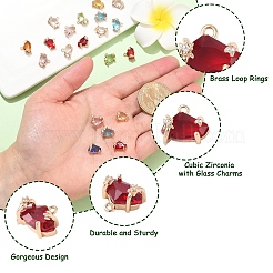 20 шт. латунный микропаве кубический цирконий со стеклянными подвесками&nbsp;KK-YW0002-94