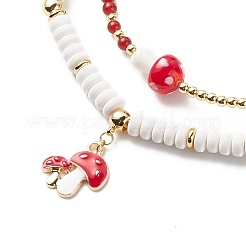 2шт 2 стиля сплава эмали гриб кулон ожерелья набор NJEW-JN04094