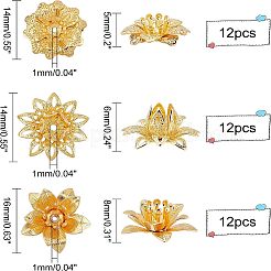 36 шт. 3 стильных латунных колпачка для бусин в виде 3D-цветка KK-FH0002-48