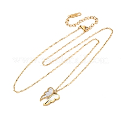 Ожерелья из нержавеющей стали 304 с пластиковой имитацией крыла ракушки для женщин NJEW-Z065-01G