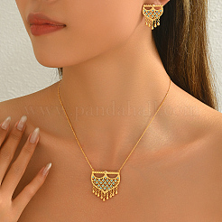 Элегантный комплект из серег и ожерелий в ближневосточном стиле из латуни с микропаве из кубических цирконий для женщин CH1454