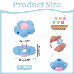 150шт двухцветные непрозрачные акриловые бусины&nbsp;SACR-ME0001-07