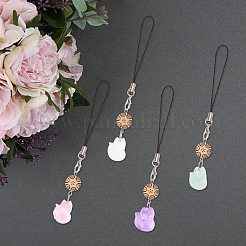 Шарм на ремешке для сотового телефона из лисьего стекла и ореха из слоновой кости&nbsp;HJEW-PH01836