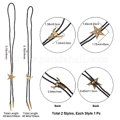 2 шт. 2 стиля ожерелье-лариат с головой быка и звездой для мужчин и женщин&nbsp;NJEW-GF0001-06