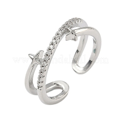 Латунные микро проложить манжеты кольца кубического циркония RJEW-D322-07P