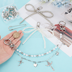 Алюминиевая цепь и ccb пластик и искусственный жемчуг акриловые бусины цепи для ремней для ботинок&nbsp;HJEW-OC0001-48