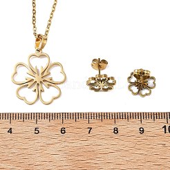 Комплекты из ожерелий и серег-гвоздиков из нержавеющей стали Flower 201 для женщин SJEW-Q025-04G