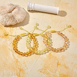 3шт круглые браслеты из плетеных бусин из синтетического лунного камня BJEW-SW00061-03