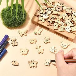 120 шт. 12 стиля деревянных пуговиц с 2 отверстиями&nbsp;BUTT-CJ0001-05