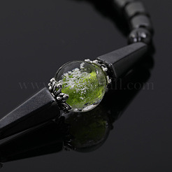 Регулируемые эластичные браслеты на лодыжку из синтетического гематита в форме колонн и конусов с люминесцентными бусинами для магнитотерапии.&nbsp;FS-WGCFE2C-01