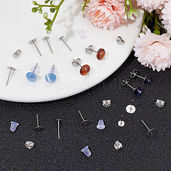 300 шт. 3 стиля 304 нержавеющая сталь плоские круглые пустые штифты для сережек STAS-SC0007-32