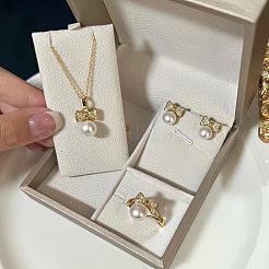 Ожерелья с подвесками и кольцами из натурального пресноводного жемчуга с бантом FS-WGFC678-01