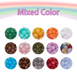 450шт 15 цвета круглые акриловые бусины с имитацией драгоценных камней OACR-YW0001-19