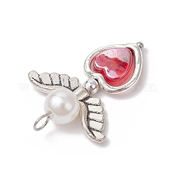 Ангел с сердцем тибетский стиль сплав бусины с гальваническим покрытием немагнитные синтетические гематитовые бусины и прозрачные акриловые бусины и АБС пластик имитация жемчуга круглые бусины подвески PALLOY-JF03624