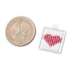 Квадратный стеклянный бисер ручной работы с подвесками в форме сердца&nbsp;PALLOY-MZ00928-02