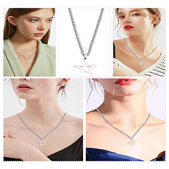 2 шт. Звезда подвеска из нержавеющей стали витая цепь ожерелья для женщин мужчин&nbsp;NJEW-LP0001-13