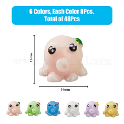 48 шт. 6-х цветный мини-милый осьминог из смолы&nbsp;AJEW-FH0003-96