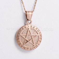 Винтажные панк-ожерелья из нержавеющей стали с подвеской в виде пентаграммы викинга для унисекс JV0846