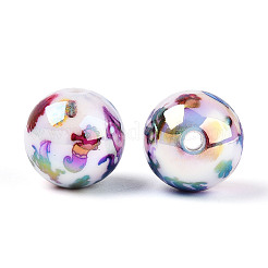 Непрозрачные акриловые бусины с принтом в виде океана&nbsp;MACR-T048-07B