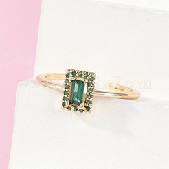 Латунные микро проложить манжеты кольца кубического циркония RJEW-S400-10G