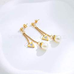 Серьги-гвоздики из нержавеющей стали с круглыми подвесками и треугольниками LW3249