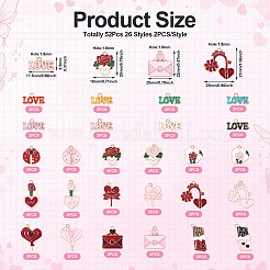 52 шт. 26 стиля подвески из сплава и эмали на тему Дня святого Валентина&nbsp;ENAM-TA0002-83