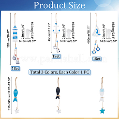 6 подвесное украшение из дерева в морском стиле AJEW-PH0007-19