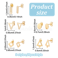 100 шт. 5 шт. фурнитура для сережек-гвоздиков из нержавеющей стали 201 с отверстием&nbsp;EJEW-ME0001-01