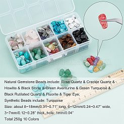 250 г 10-х цветных бусин из натуральных и синтетических драгоценных камней&nbsp;G-NB0002-58