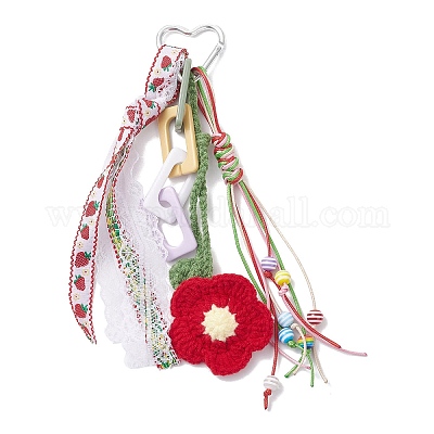 Подвесные украшения в виде цветов из шерстяной пряжи ручной работы HJEW-JM04268-1