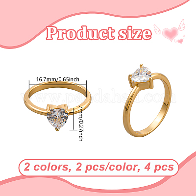 4 шт. 2 цвета регулируемые латунные кольца со стразами для женщин RJEW-HY0001-05-1