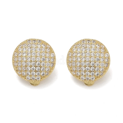 Полукруглые латунные клипсы с микропаве из прозрачных кубических цирконий EJEW-M082-14G-1