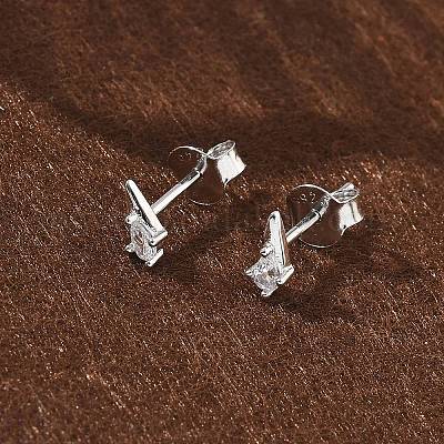 925 серьги-гвоздики из стерлингового серебра с прозрачным кубическим цирконием EJEW-Q032-01F-P-1