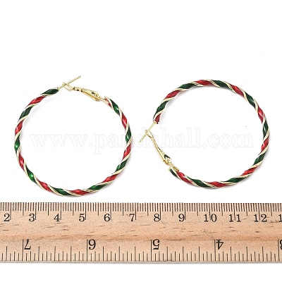 Серьги-кольца из сплава с эмалью EJEW-H173-05G-1