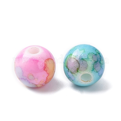 Печатные непрозрачные бусины из смолы&nbsp;RESI-B039-10-1