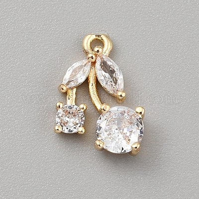 Латунные микро проложить кубического циркония подвески KK-WH0365-009G-06-1