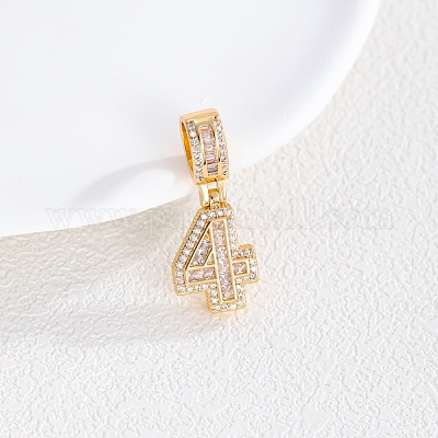 Европейские подвески из латуни с прозрачным кубическим цирконием KK-R003-01G-04-1