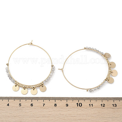 Серьги-люстры из натурального лабрадорита из нержавеющей стали 304 EJEW-Z089-36G-02-1