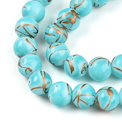 Выпечка окрашенные стеклянные бусины пряди DGLA-N010-10mm-03-1